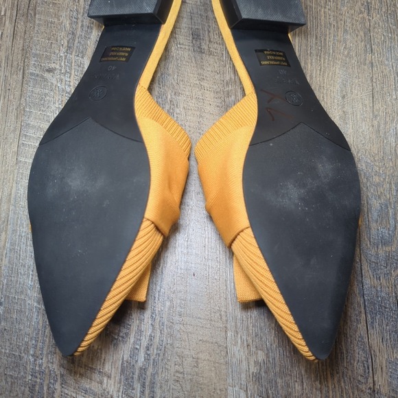 VIVAIA Pointed-Toe Knot Mules Size 40 US 9 Mustard Yellow Low Heel Slip On Yaffa - Picture 11 of 13